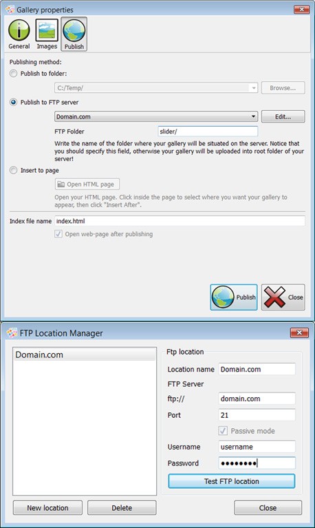 Publish to FTP : Image Flash Slideshow